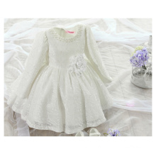 bebê meninas vestido de festa de design mais recente / vestido de renda com flor para vestido de noiva
